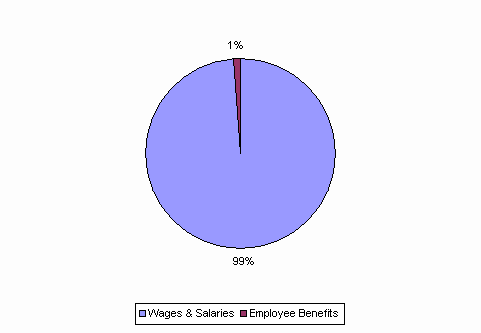 Pie Chart: Wages & Salaries=99%, Employee Benefits=1%