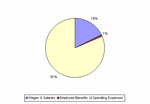 Pie Chart: Wages & Salaries=18%, Employee Benefits=1%, Operating Expenses=81%