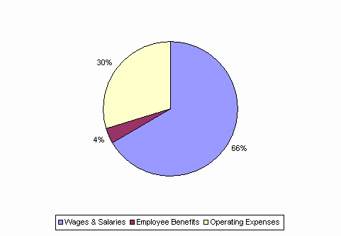 Pie Chart: Wages & Salaries=66%, Employee Benefits=4%, Operating Expenses=30%