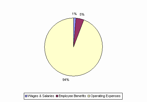 Pie Chart: Wages & Salaries=1%, Employee Benefits=5%, Operating Expenses=94%