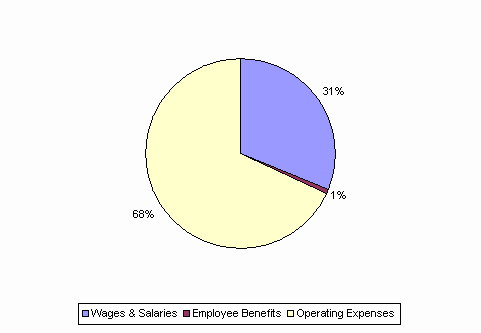 Pie Chart: Wages & Salaries=31%, Employee Benefits=1%, Operating Expenses=68%