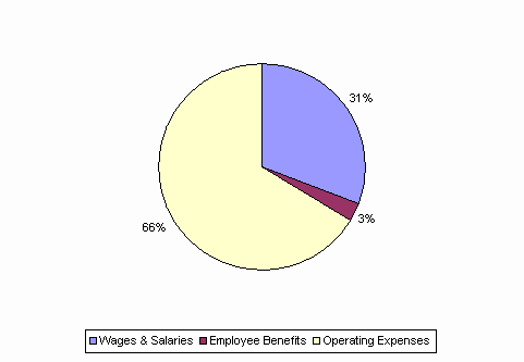 Pie Chart: Wages & Salaries=31%, Employee Benefits=3%, Operating Expenses=66%