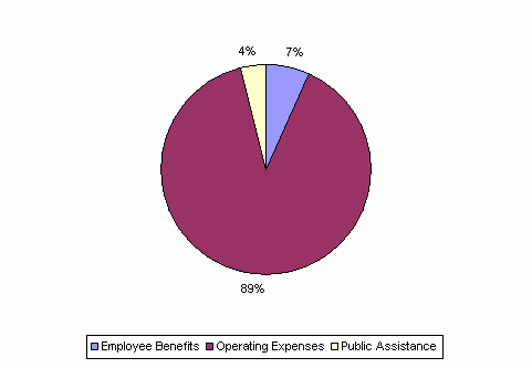 Pie Chart: Employee Benefits=7%, Operating Expenses=89%, Public Assistance=4%