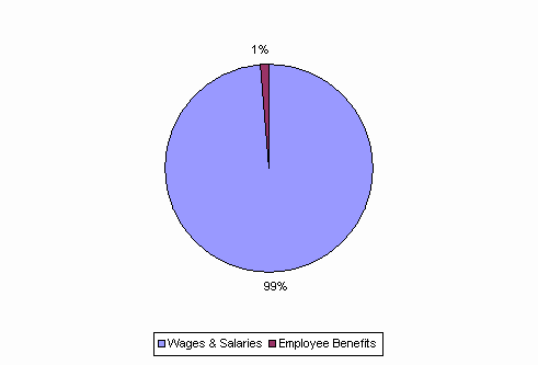 Pie Chart: Wages & Salaries=99%, Employee Benefits=1%