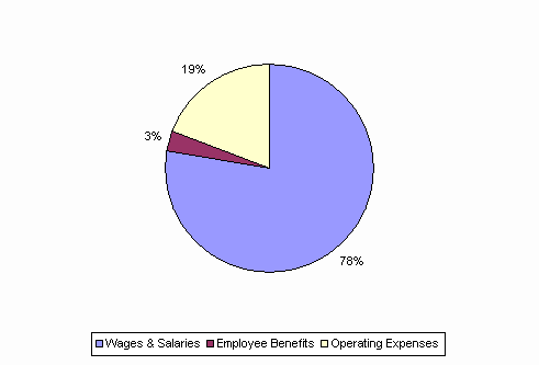 Pie Chart: Wages & Salaries=78%, Employee Benefits=3%, Operating Expenses=19%