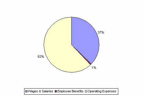 Pie Chart: Wages & Salaries=37%, Employee Benefits=1%, Operating Expenses=62%