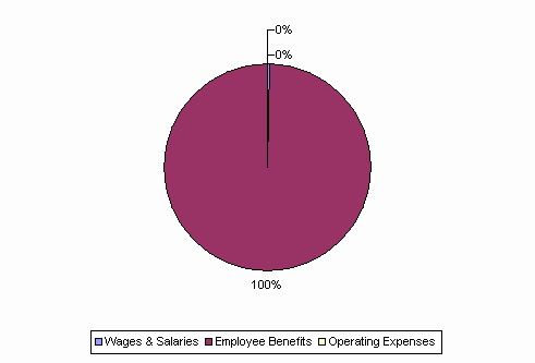 Pie Chart: Wages & Salaries=0%, Employee Benefits=100%, Operating Expenses=0%