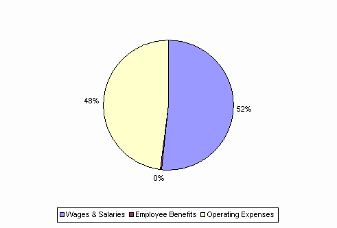 Pie Chart: Wages & Salaries=52%, Employee Benefits=0%, Operating Expenses=48%