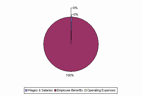 Pie Chart: Wages & Salaries=0%, Employee Benefits=100%, Operating Expenses=0%