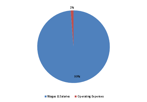 Pie Chart: Wages & Salaries=99%, Operating Expenses=1%