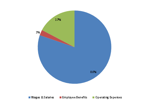 Pie Chart: Wages & Salaries=81%, Employee Benefits=2%, Operating Expenses=17%