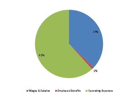 Pie Chart: Wages & Salaries=37%, Employee Benefits=1%, Operating Expenses=62%