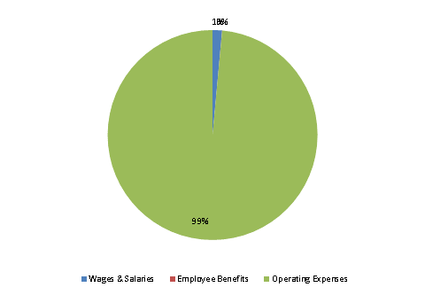 Pie Chart: Wages & Salaries=1%, Employee Benefits=0%, Operating Expenses=99%