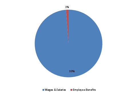 Pie Chart: Wages & Salaries=99%, Employee Benefits=1%