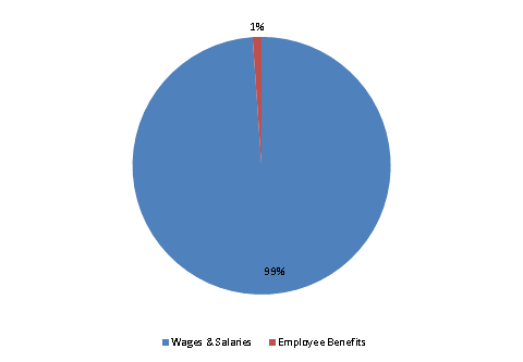 Pie Chart: Wages & Salaries=99%, Employee Benefits=1%