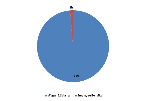 Pie Chart: Wages & Salaries=99%, Employee Benefits=1%