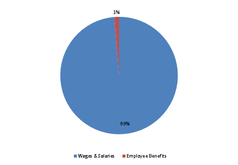 Pie Chart: Wages & Salaries=99%, Employee Benefits=1%