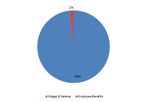 Pie Chart: Wages & Salaries=98%, Employee Benefits=2%