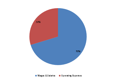 Pie Chart: Wages & Salaries=70%, Operating Expenses=30%