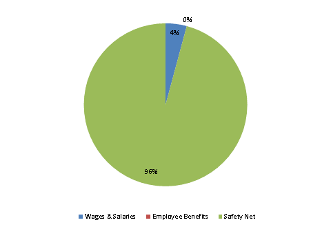 Pie Chart: Wages & Salaries=4%, Employee Benefits=0%, Safety Net=96%