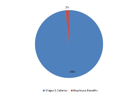 Pie Chart: Wages & Salaries=98%, Employee Benefits=2%