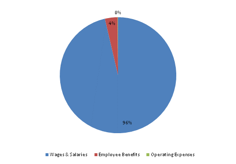 Pie Chart: Wages & Salaries=96%, Employee Benefits=4%, Operating Expenses=0%