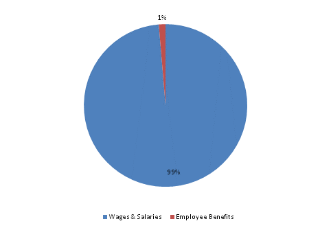 Pie Chart: Wages & Salaries=99%, Employee Benefits=1%