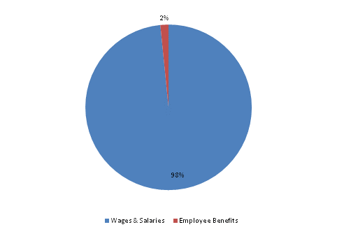 Pie Chart: Wages & Salaries=98%, Employee Benefits=2%