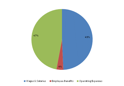 Pie Chart: Wages & Salaries=49%, Employee Benefits=4%, Operating Expenses=47%